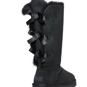 UGG Women's Black Tall Boots with Bow Accents